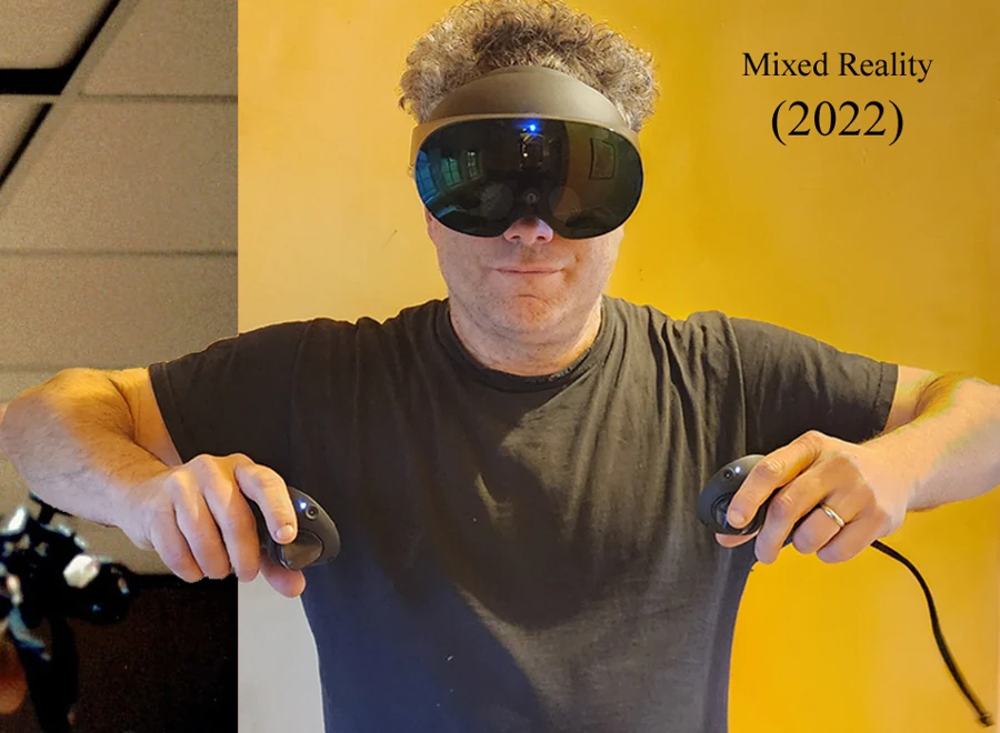 Imagem de Meta Quest Pro — Mixed reality technology shown thirty years apart (cropped)