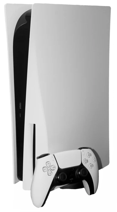 Imagem de PlayStation 5 — Black and white Playstation 5 base edition with controller
